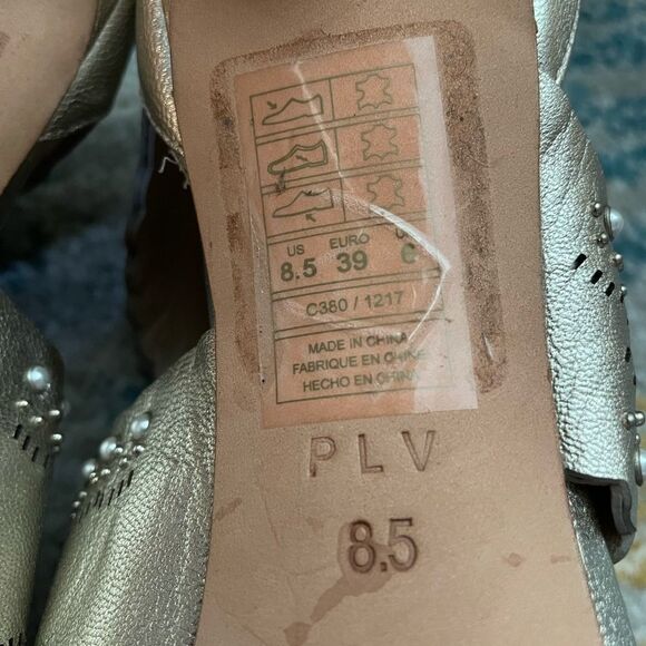Pour La Victoire Gold & Pearl Ankle Strap Heels Zippers 8.5 - Picture 7 of 9